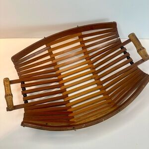 Vintage slat wooden fruit basket